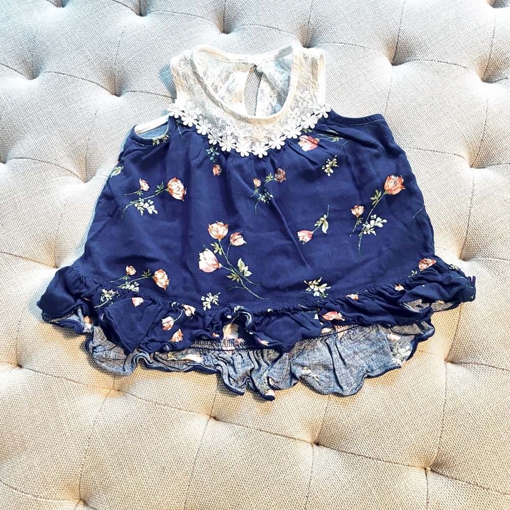 Chenault Girl 2T navy rose tank top
